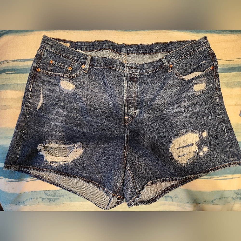 Levi's Blue Distressed Jean Shorts Summer Essential